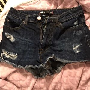 UO denim high waisted shorts